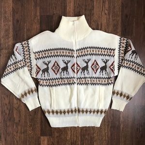Scandia Woods Zip Cardigan Ugly Sweater Reindeer